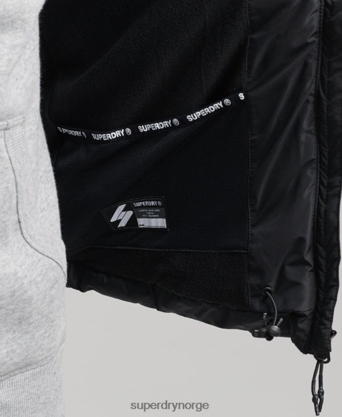 Superdry svart klær 86P46D1102 sport puffer gilet uten hette menn