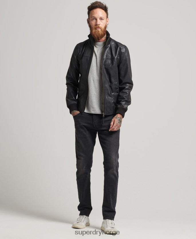Superdry svart klær 86P46D1108 bomberjakke i strikket skinn i krage menn