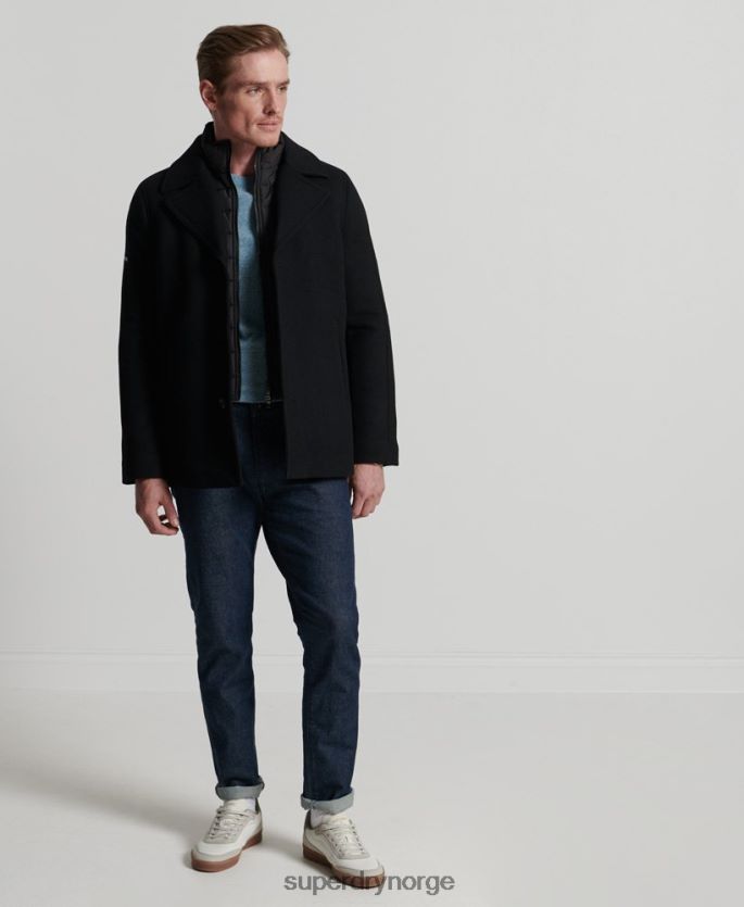 Superdry svart klær 86P46D1145 studios kort vattert jakke menn