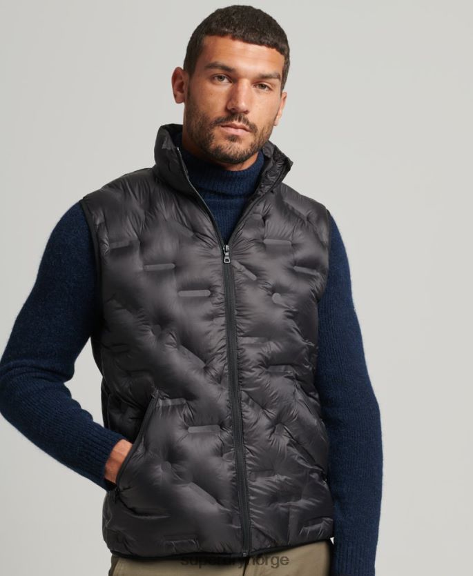 Superdry svart klær 86P46D4476 kort, lett polstret vest menn