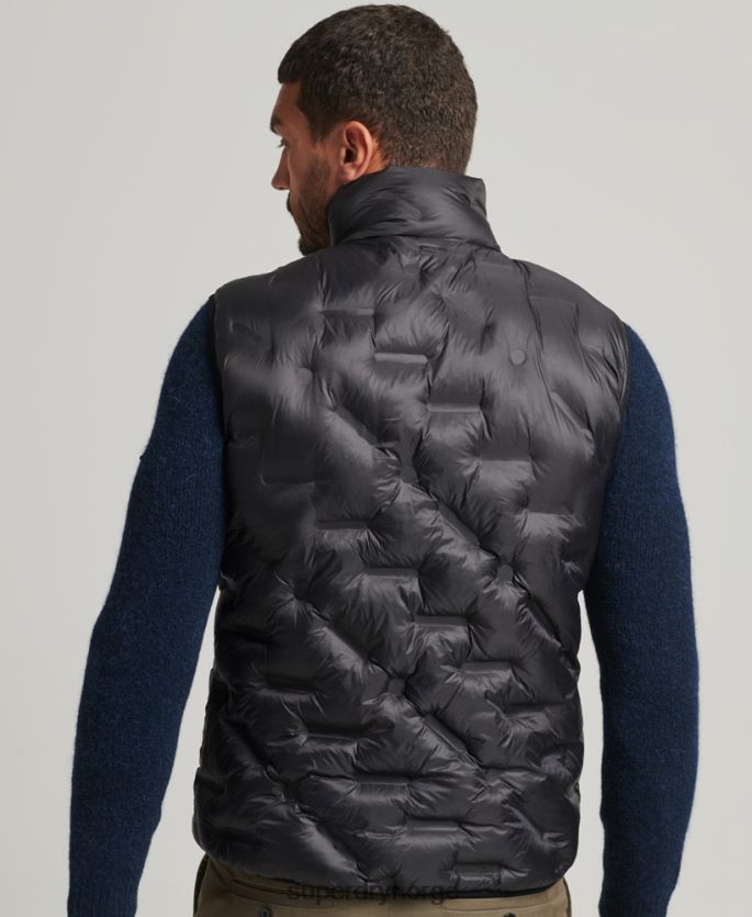 Superdry svart klær 86P46D4476 kort, lett polstret vest menn