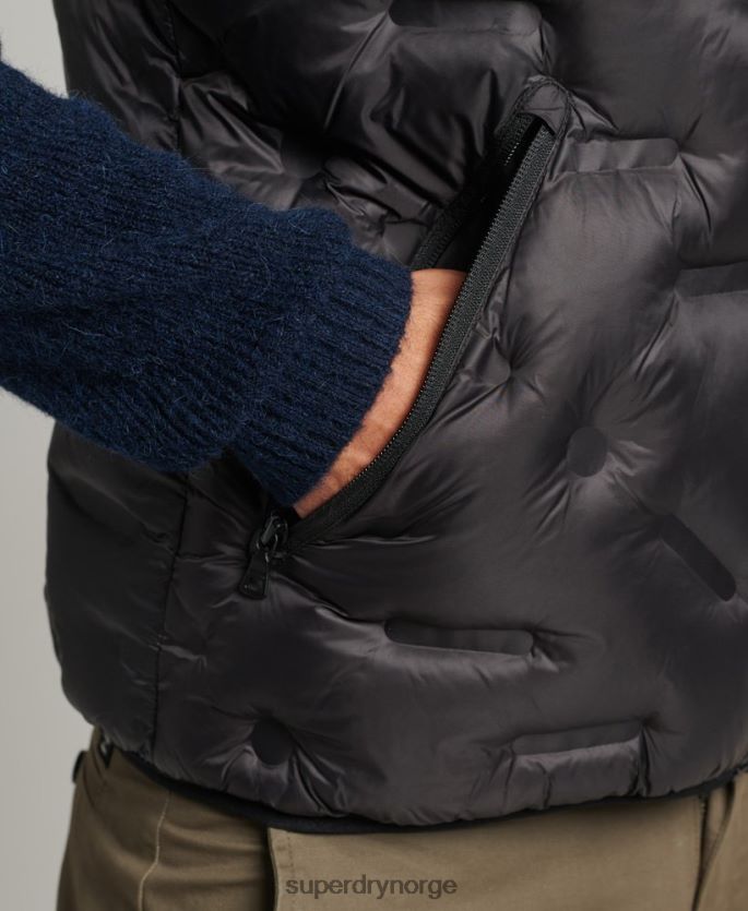 Superdry svart klær 86P46D4476 kort, lett polstret vest menn
