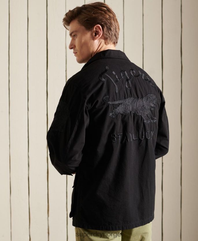 Superdry svart klær 86P46D4484 kinesisk nyttår tropisk kampjakke menn