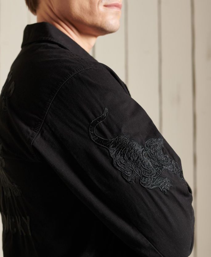 Superdry svart klær 86P46D4484 kinesisk nyttår tropisk kampjakke menn