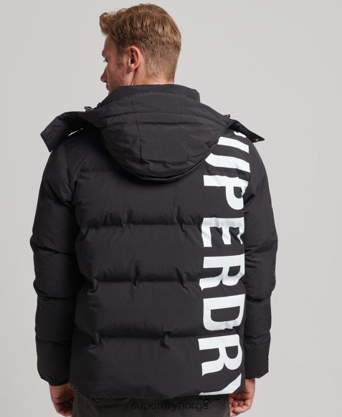Superdry svart klær 86P46D4501 kort boksy pufferjakke menn