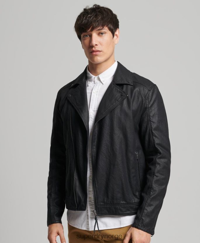 Superdry svart klær 86P46D4540 vintage belagt denimjakke menn