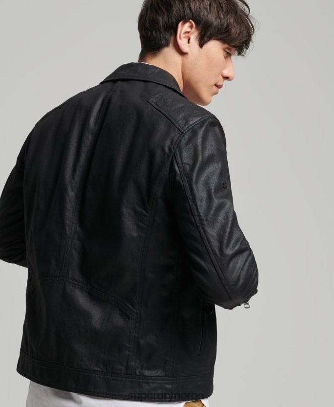 Superdry svart klær 86P46D4540 vintage belagt denimjakke menn