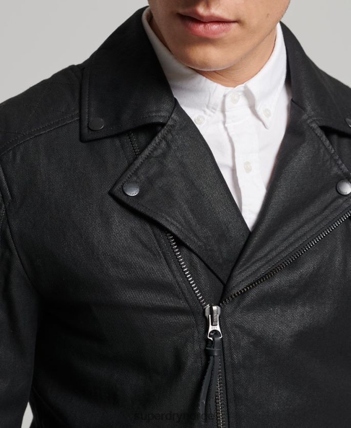 Superdry svart klær 86P46D4540 vintage belagt denimjakke menn
