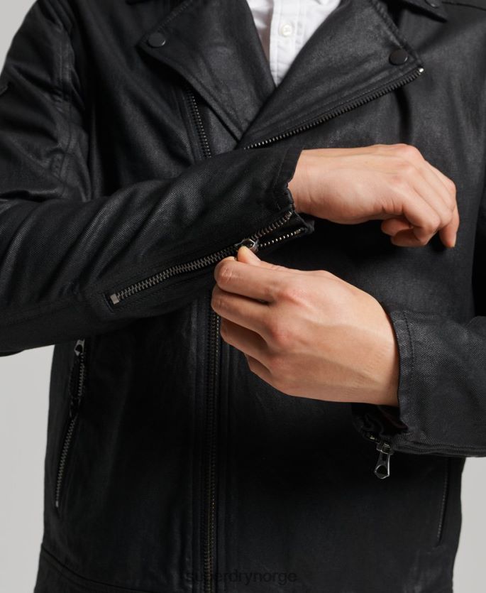 Superdry svart klær 86P46D4540 vintage belagt denimjakke menn