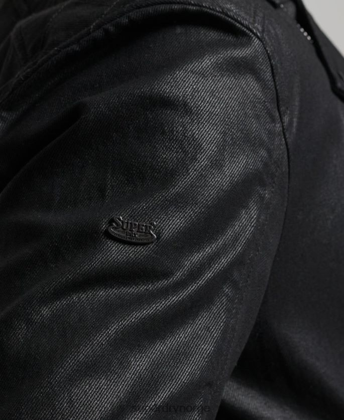 Superdry svart klær 86P46D4540 vintage belagt denimjakke menn