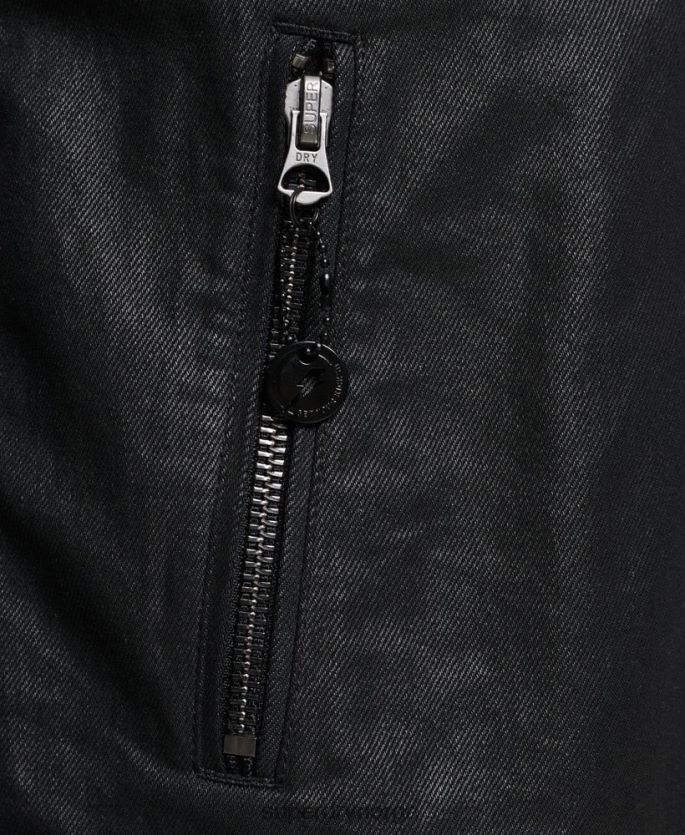 Superdry svart klær 86P46D4540 vintage belagt denimjakke menn