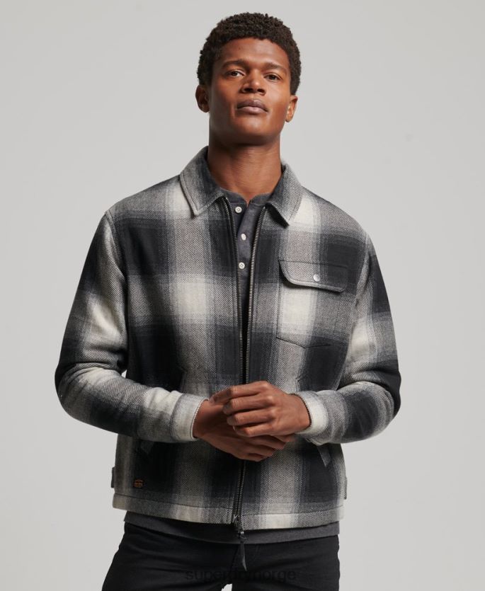 Superdry svart klær 86P46D4594 vintage ull harrington jakke menn