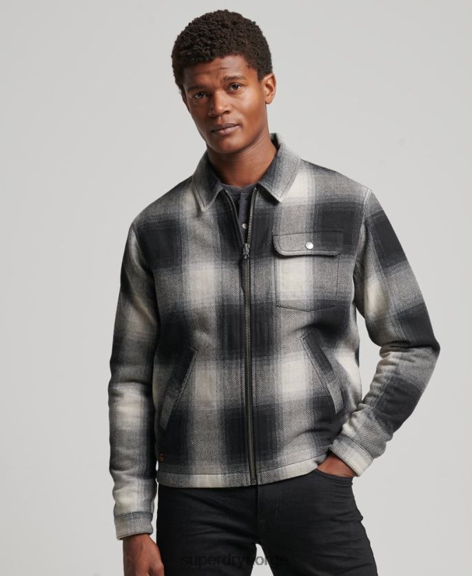 Superdry svart klær 86P46D4594 vintage ull harrington jakke menn