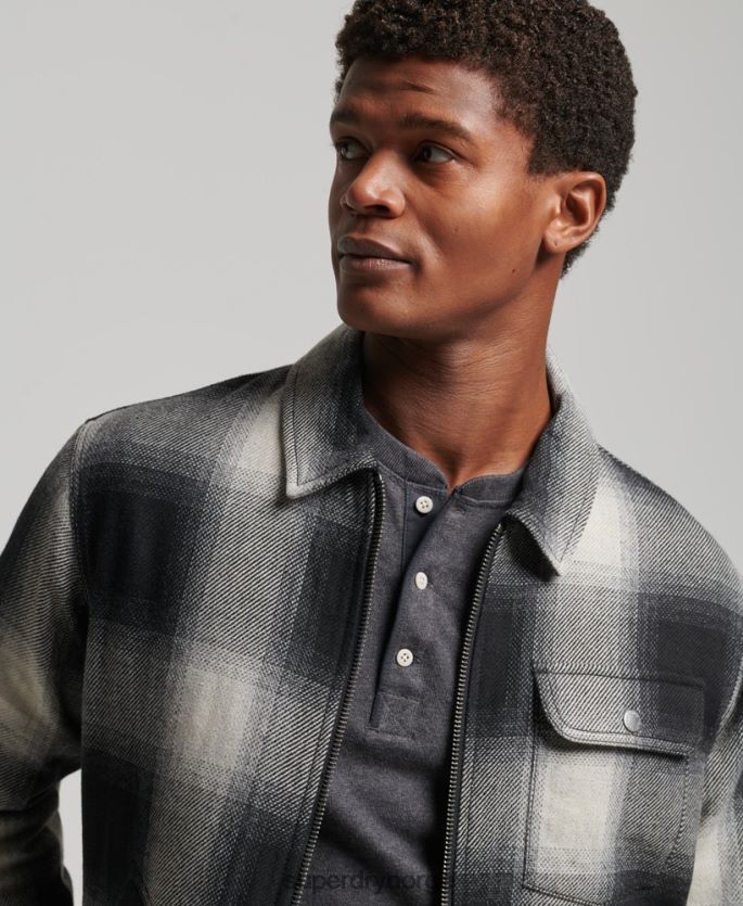 Superdry svart klær 86P46D4594 vintage ull harrington jakke menn