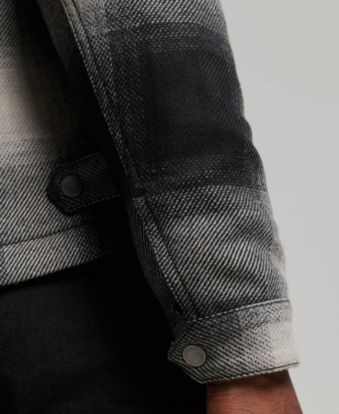 Superdry svart klær 86P46D4594 vintage ull harrington jakke menn