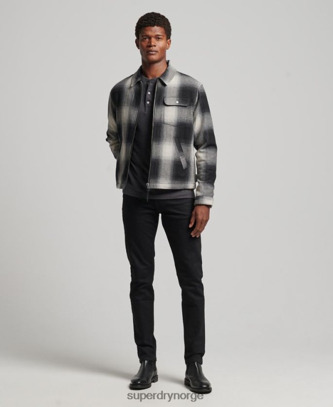 Superdry svart klær 86P46D4594 vintage ull harrington jakke menn