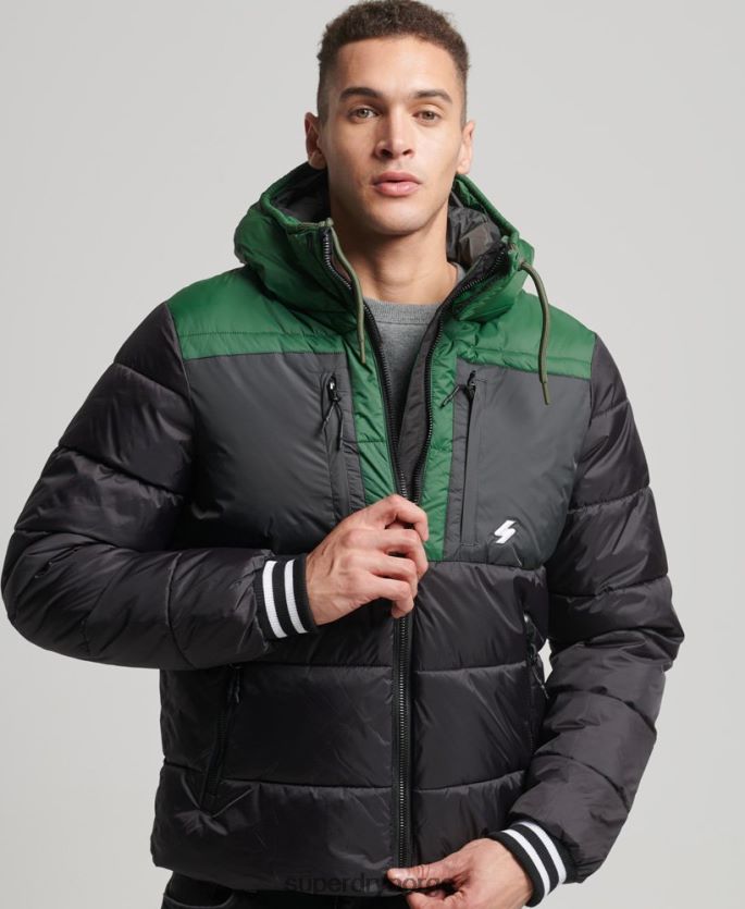 Superdry svart klær 86P46D4597 sport puffer color block jakke menn