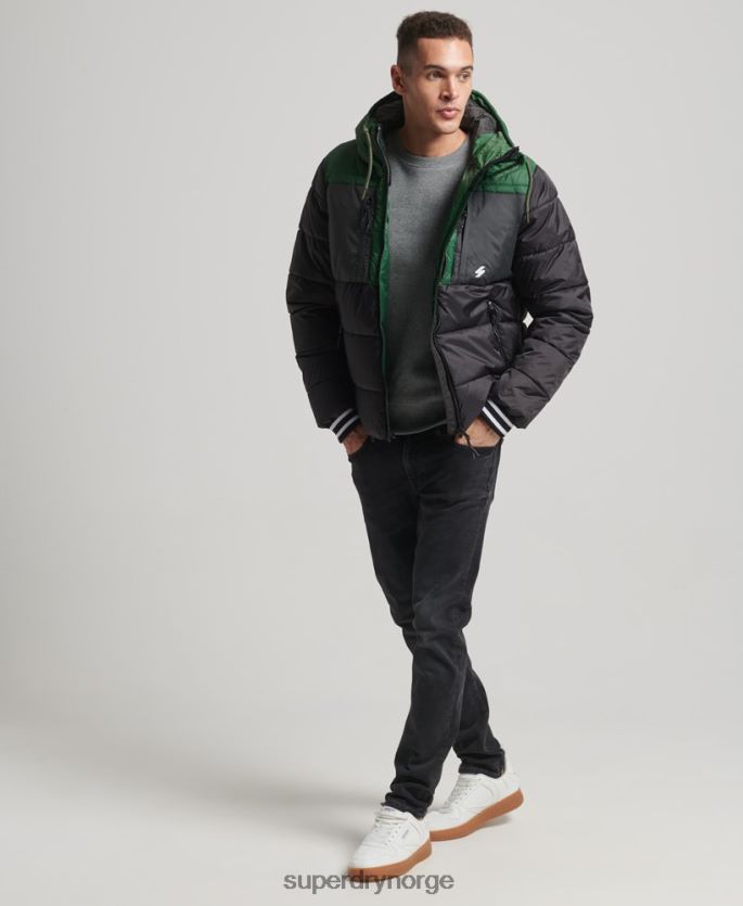 Superdry svart klær 86P46D4597 sport puffer color block jakke menn
