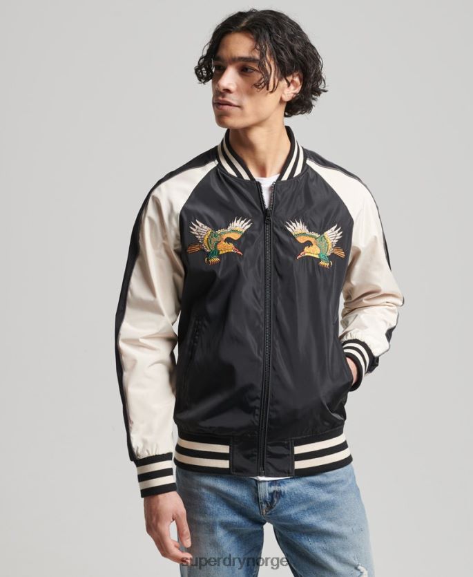 Superdry svart klær 86P46D4599 vintage sukajan jakke menn