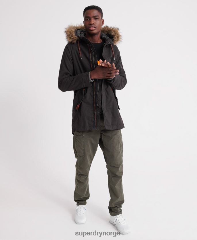 Superdry svart klær 86P46D4605 mountain rookie aviator parkajakke menn
