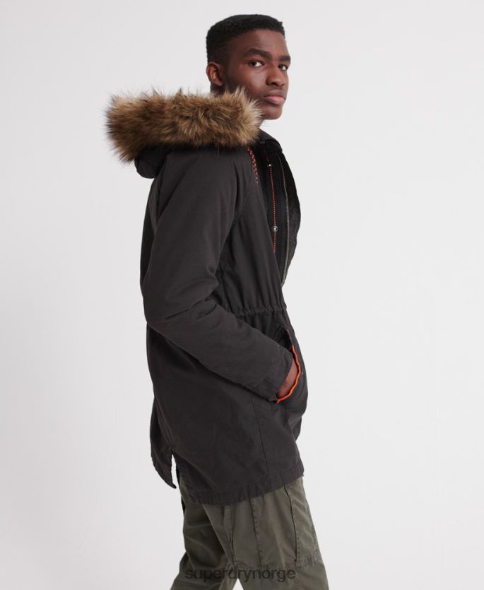 Superdry svart klær 86P46D4605 mountain rookie aviator parkajakke menn