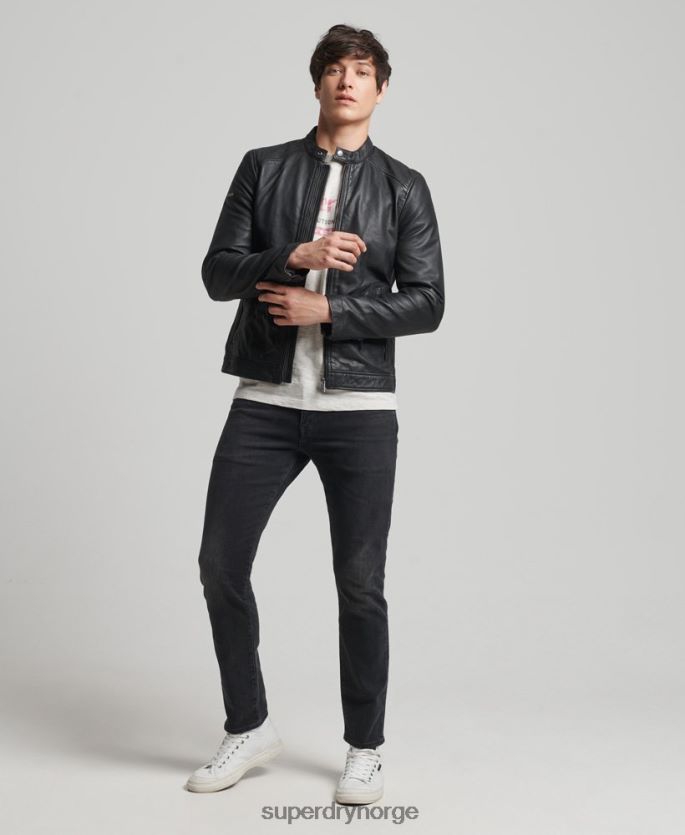 Superdry svart klær 86P46D4607 hero racerjakke i lett skinn menn