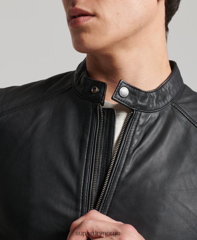 Superdry svart klær 86P46D4607 hero racerjakke i lett skinn menn