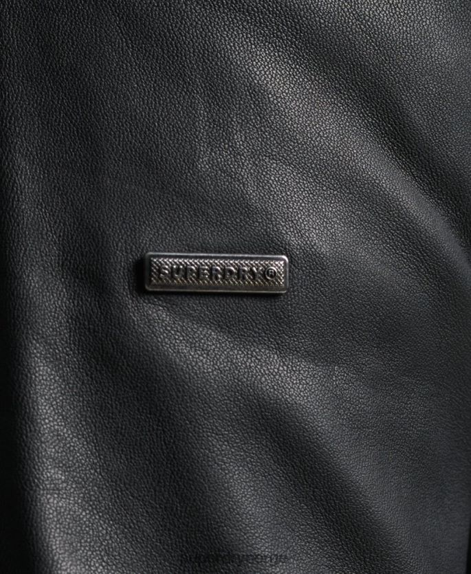 Superdry svart klær 86P46D4607 hero racerjakke i lett skinn menn