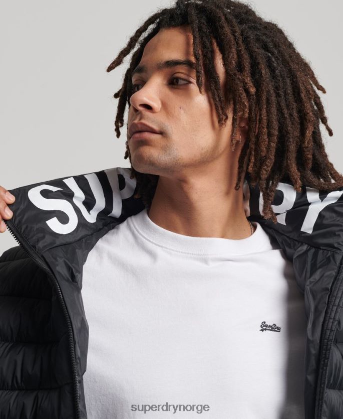 Superdry svart klær 86P46D4633 klassisk pufferjakke med logo menn