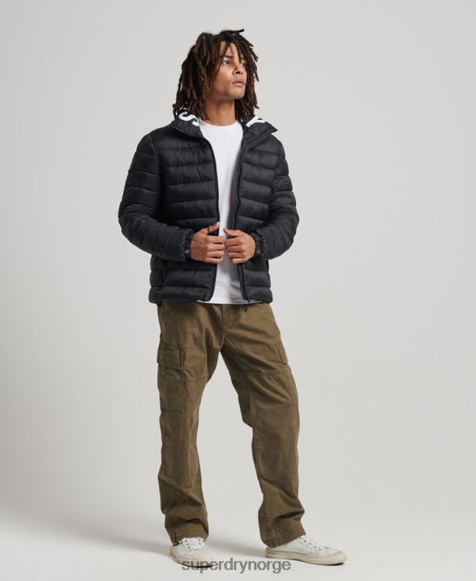 Superdry svart klær 86P46D4633 klassisk pufferjakke med logo menn