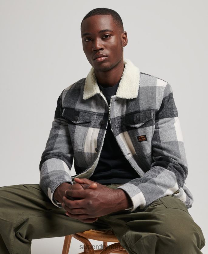 Superdry svart klær 86P46D4671 highwayman ull sherpa trucker jakke menn