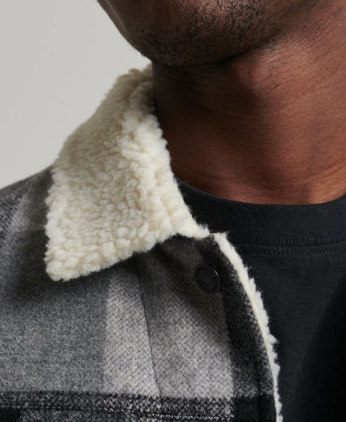 Superdry svart klær 86P46D4671 highwayman ull sherpa trucker jakke menn