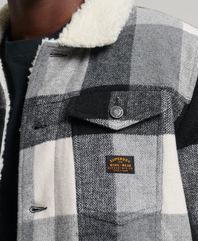 Superdry svart klær 86P46D4671 highwayman ull sherpa trucker jakke menn