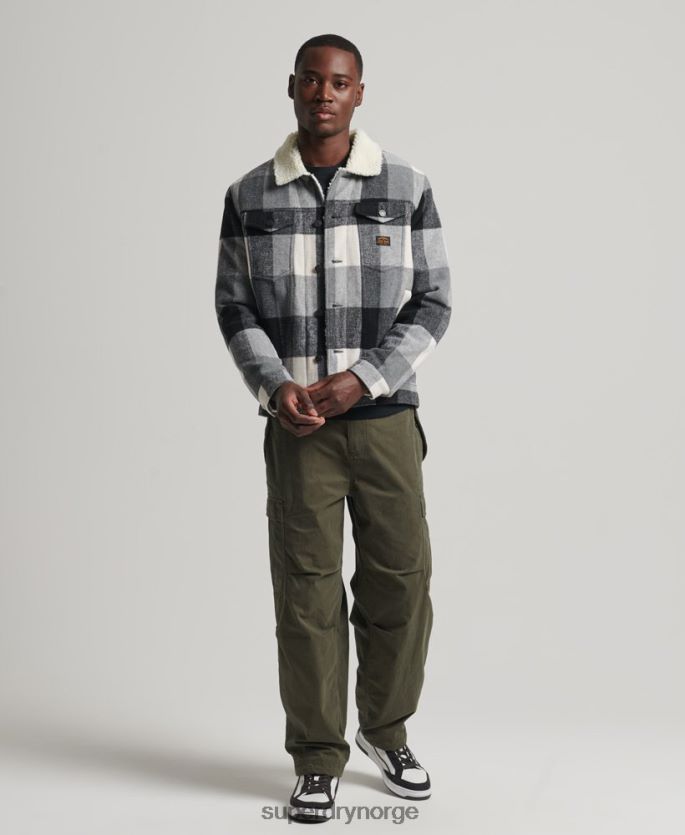 Superdry svart klær 86P46D4671 highwayman ull sherpa trucker jakke menn