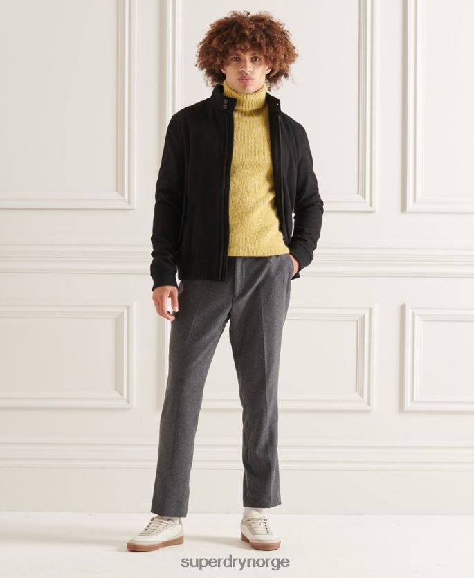 Superdry svart klær 86P46D4672 studios ull harrington jakke menn