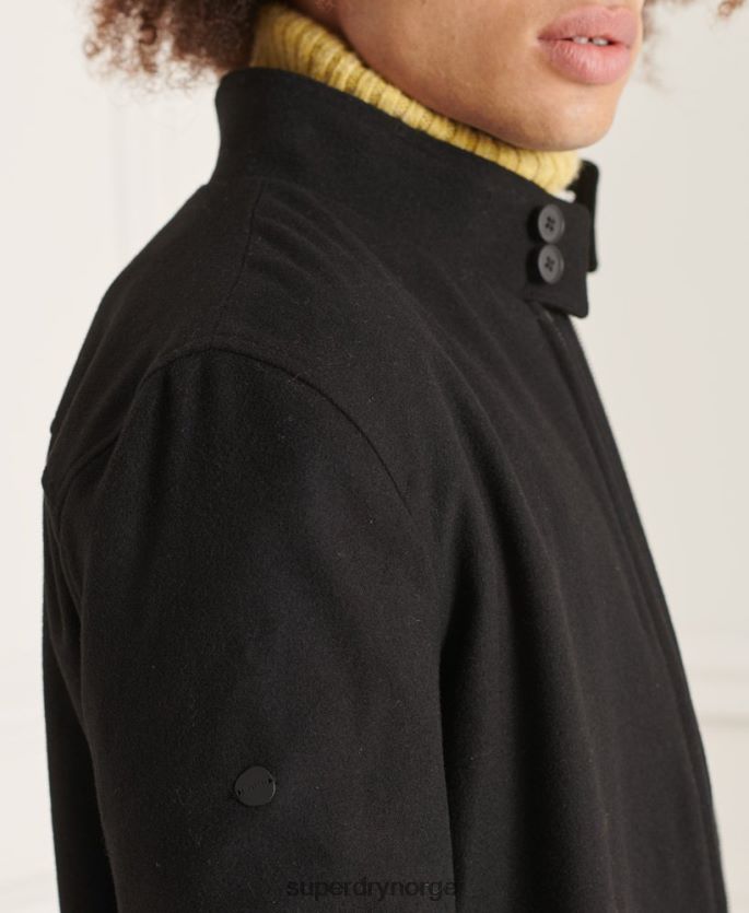 Superdry svart klær 86P46D4672 studios ull harrington jakke menn