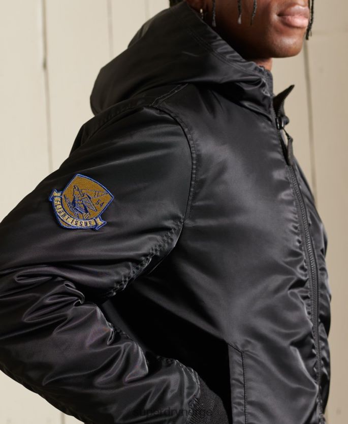 Superdry svart klær 86P46D4673 ma1 bomberjakke med hette menn