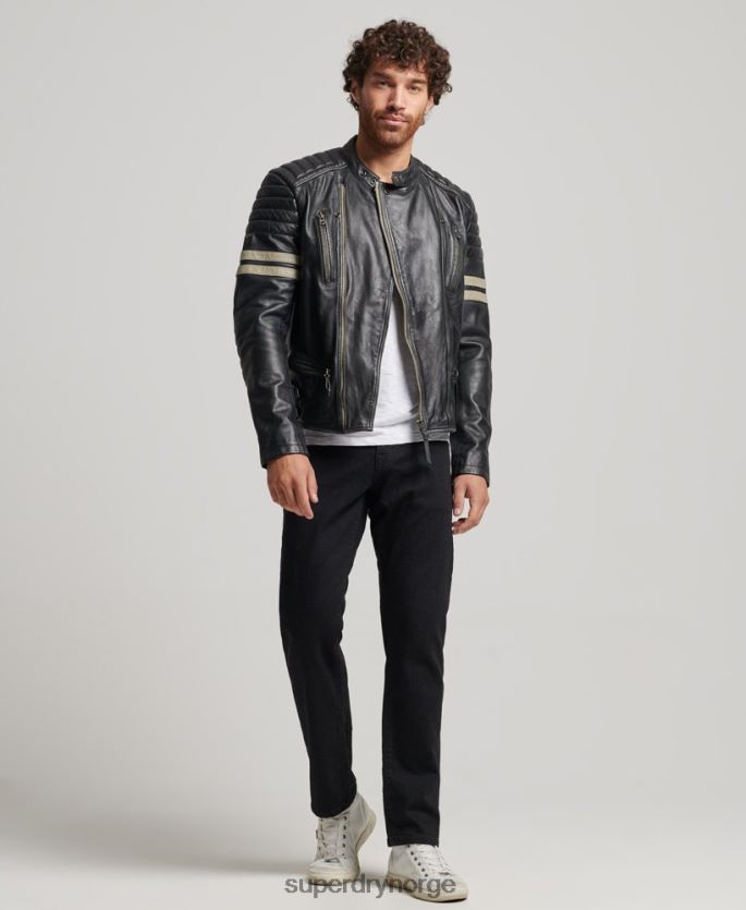 Superdry svart klær 86P46D4691 motorsykkeljakke i skinn menn