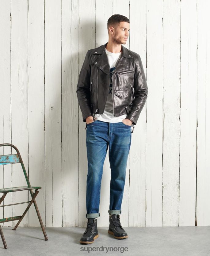 Superdry svart klær 86P46D4756 begrenset opplag bikerjakke i tørt skinn menn