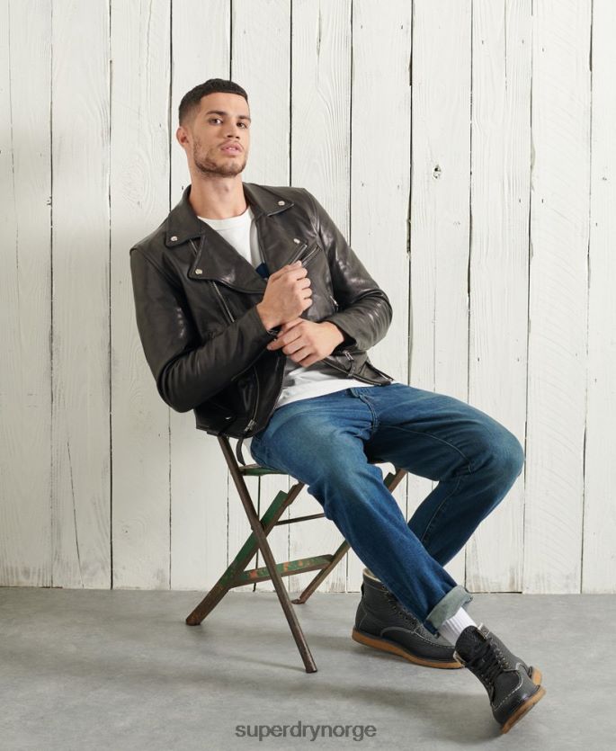 Superdry svart klær 86P46D4756 begrenset opplag bikerjakke i tørt skinn menn