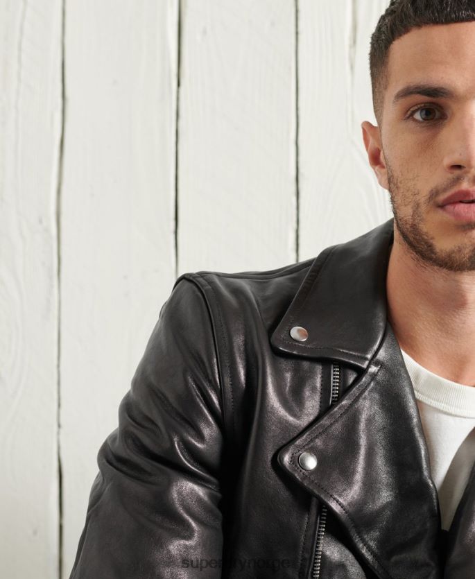 Superdry svart klær 86P46D4756 begrenset opplag bikerjakke i tørt skinn menn