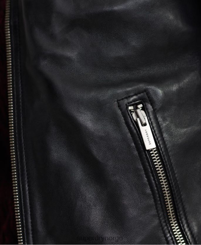 Superdry svart klær 86P46D4758 city ​​hero racerjakke i skinn menn