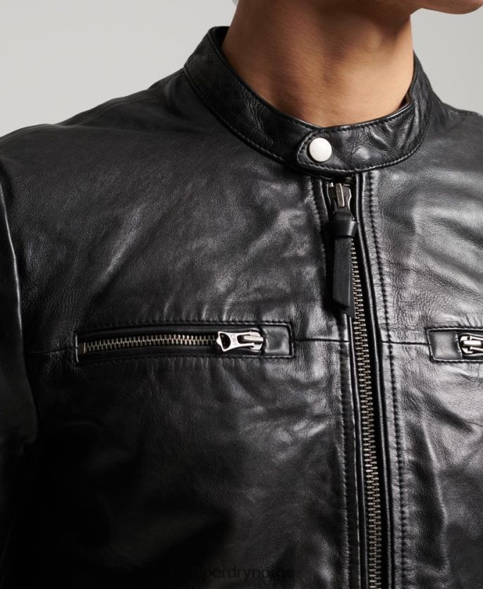Superdry svart klær 86P46D4783 sportsracerjakke i skinn menn