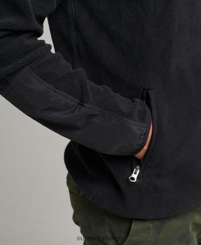 Superdry svart klær 86P46D4996 jakke med glidelås i fleece med logo menn