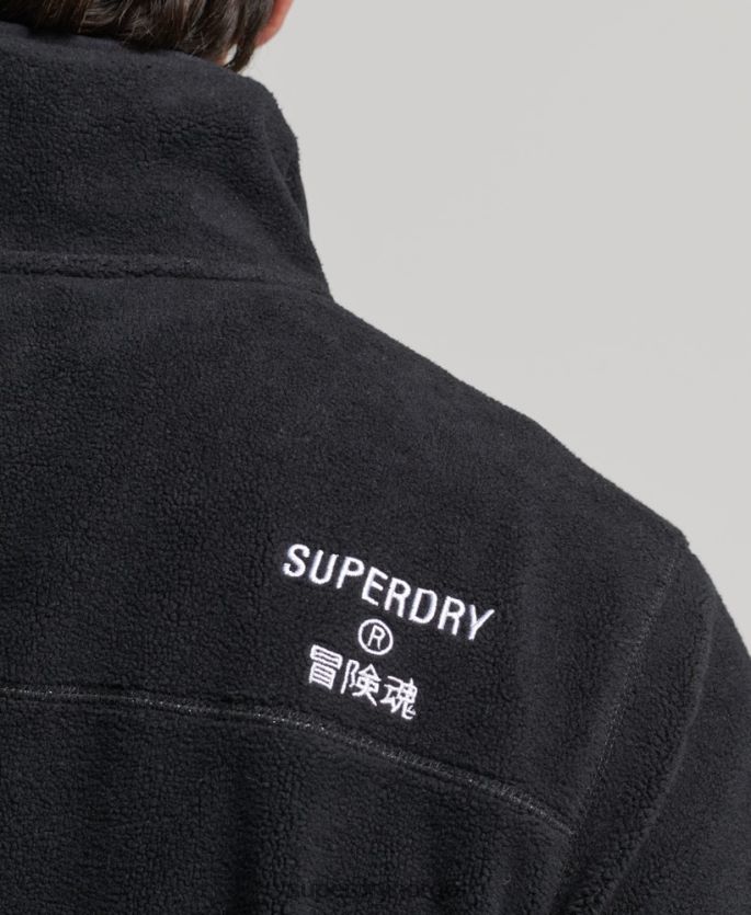 Superdry svart klær 86P46D4996 jakke med glidelås i fleece med logo menn