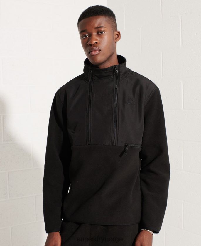 Superdry svart klær 86P46D5132 mountain sport fleecejakke med halv glidelås menn