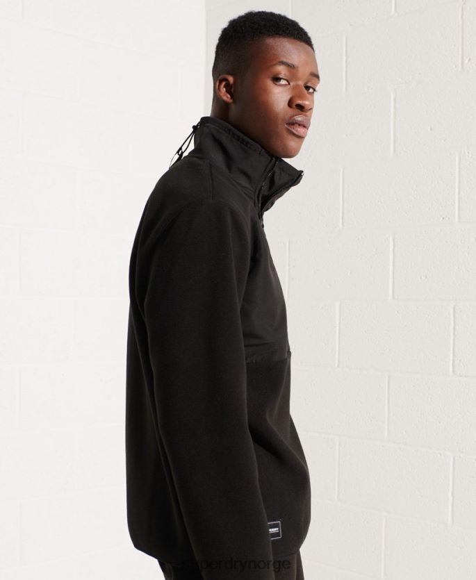 Superdry svart klær 86P46D5132 mountain sport fleecejakke med halv glidelås menn