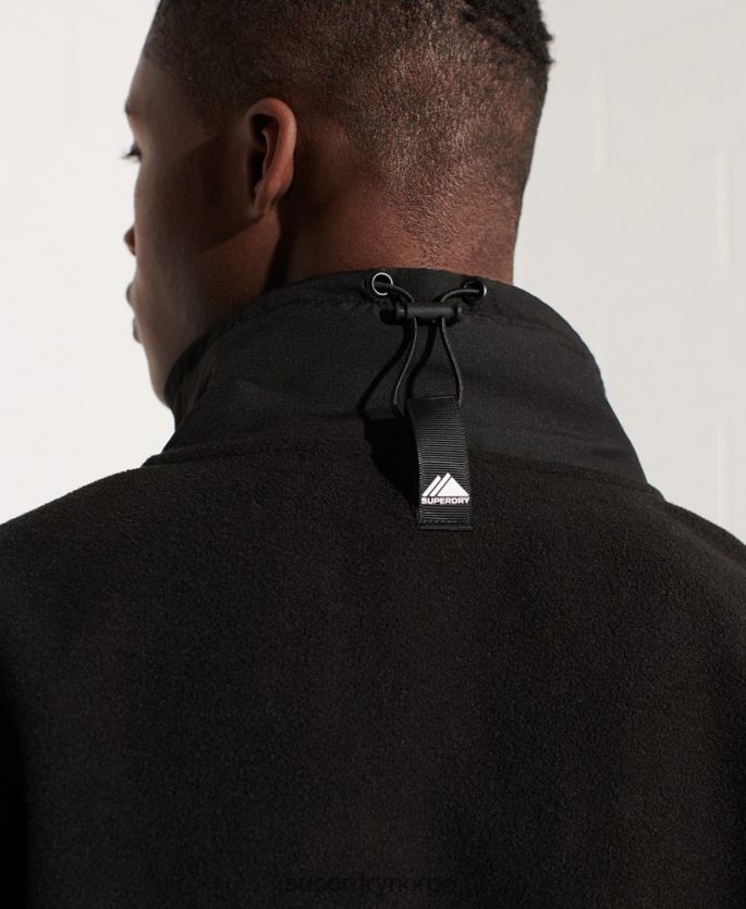 Superdry svart klær 86P46D5132 mountain sport fleecejakke med halv glidelås menn