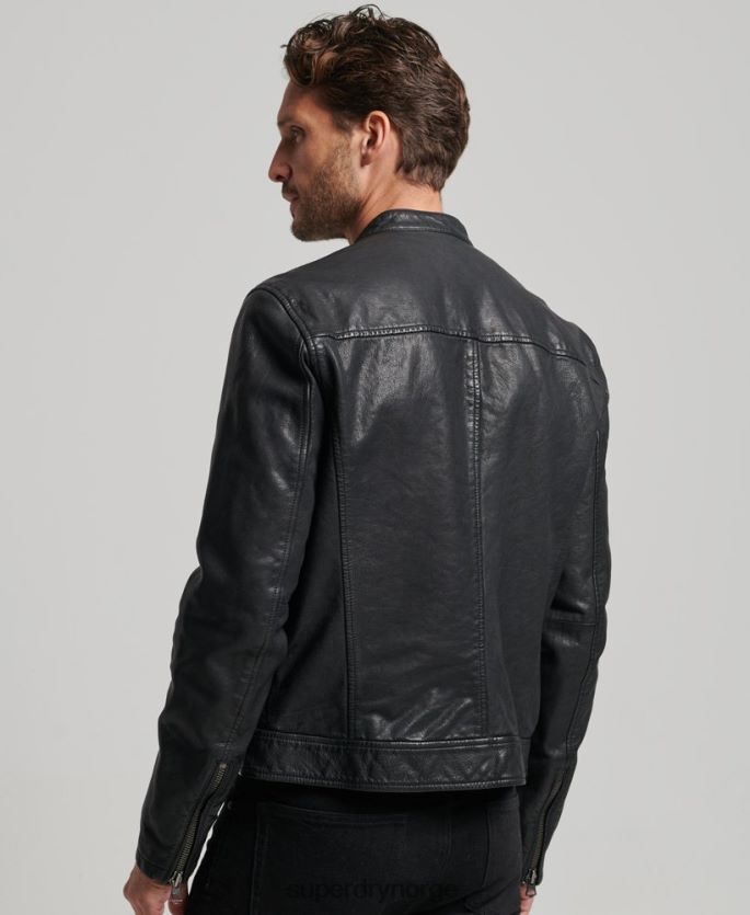 Superdry svart klær 86P46D909 Heritage skinn sports racer jakke menn