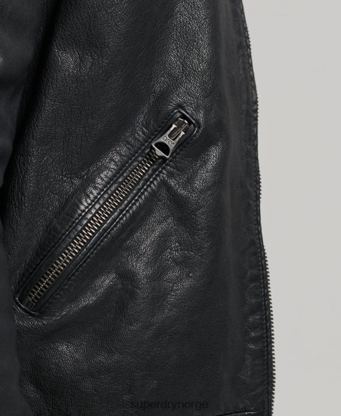 Superdry svart klær 86P46D909 Heritage skinn sports racer jakke menn